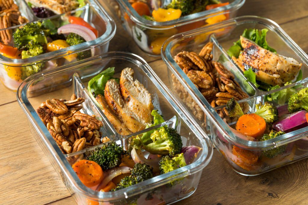 Healthy high-protein meal prep containers supporting fitness and body composition goals